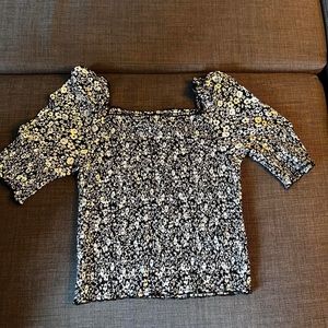 Black + White Flower Summer Top